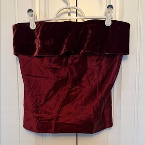 Cami NYC Burgundy Satin and Velvet Strapless Top
